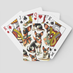 Niedlich Vintage Ratte Terrier Seamless Spielkarten