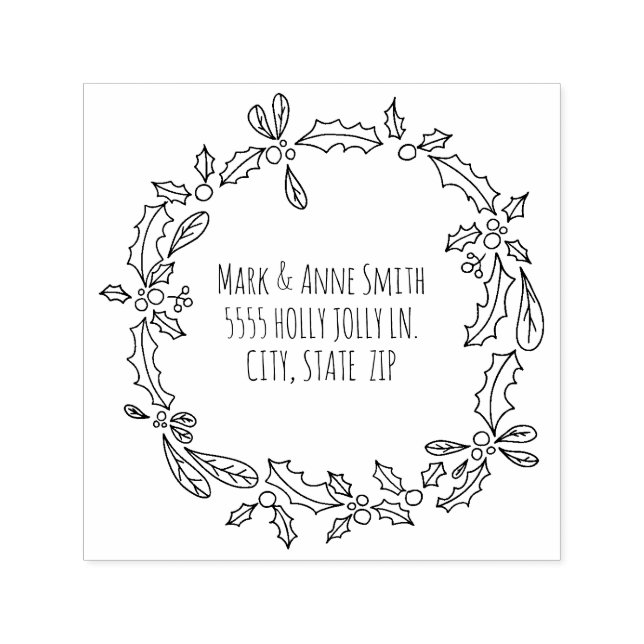 Niedlich Vintage Weihnachten Holly Berry Rücksende Permastempel (Design)