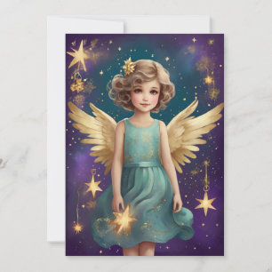 Niedlich Vintage Weihnachts-Engel-Custom-Meldung Feiertagskarte