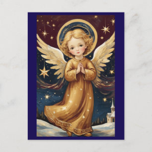 Niedlich Vintage Weihnachts-Engel-Custom-Meldung Postkarte
