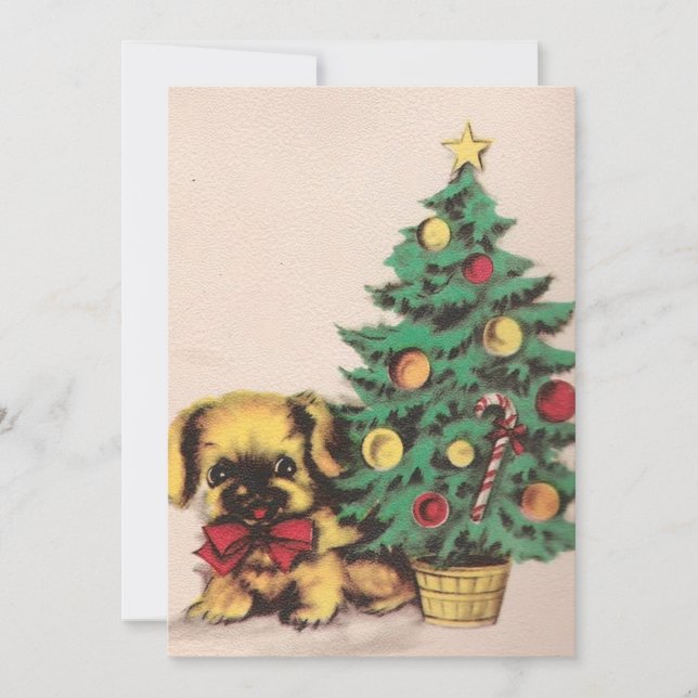 Niedlich Vintage Weihnachtsbaum Feiertagskarte (Vorderseite)