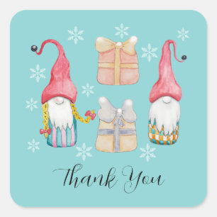 Niedlich Vintage Weihnachtsgeschenk Gnome Quadratischer Aufkleber