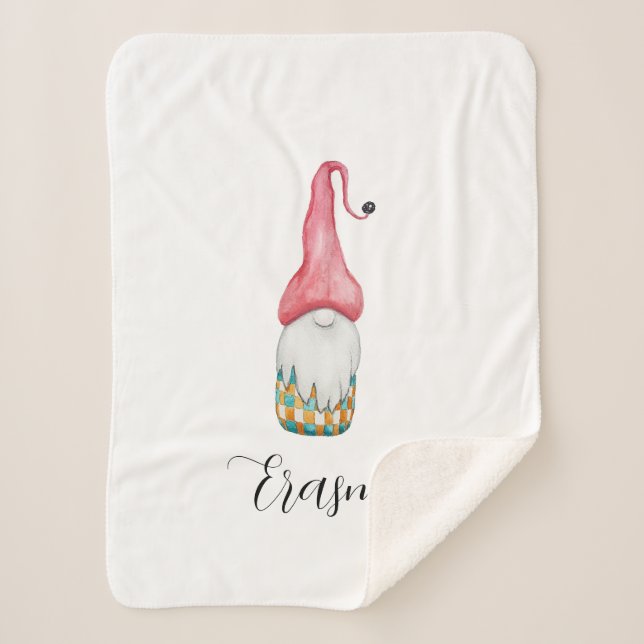 Niedlich Vintage Weihnachtsgnome Sherpadecke (Vorderseite)