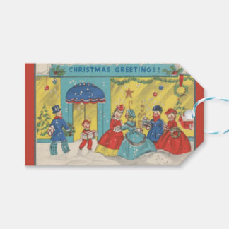 Niedlich Vintage Weihnachtsgrüße Antiker Winter Geschenkanhänger