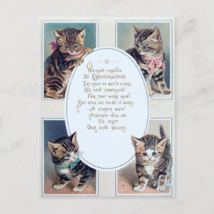 Niedlich Vintage Weihnachtskatze Funny Gedicht Postkarte