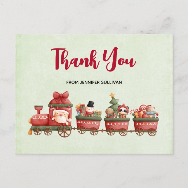 Niedlich Vintage Weihnachtszug mit Spielzeug Viele Postkarte (Vorderseite)