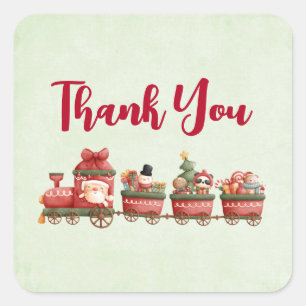 Niedlich Vintage Weihnachtszug mit Spielzeug Viele Quadratischer Aufkleber