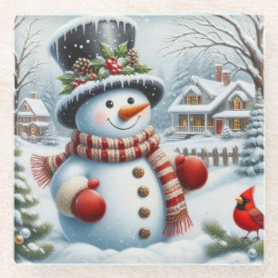 Niedlich, Vintage/Whimsical Weihnachten/Winter Sch Glasuntersetzer