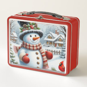 Niedlich, Vintage/Whimsical Weihnachten/Winter Sch Metall Brotdose
