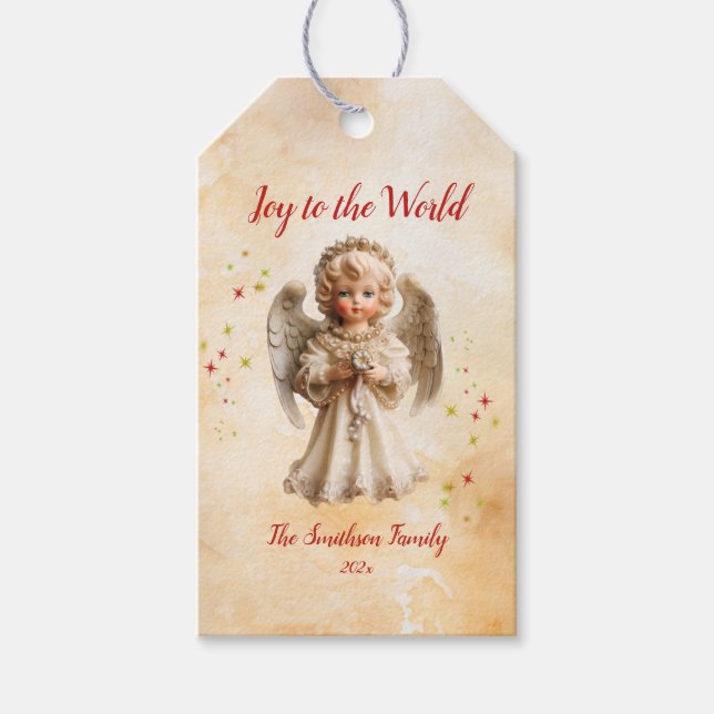 Niedlich Vintager Angel Weihnachten Geschenkanhänger (Vorderseite)
