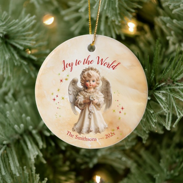 Niedlich Vintager Angel Weihnachten Keramik Ornament (Baum)