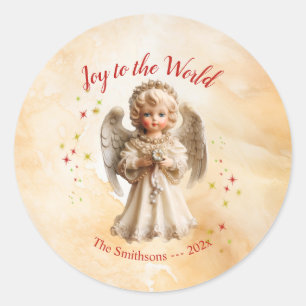Niedlich Vintager Angel Weihnachten Runder Aufkleber