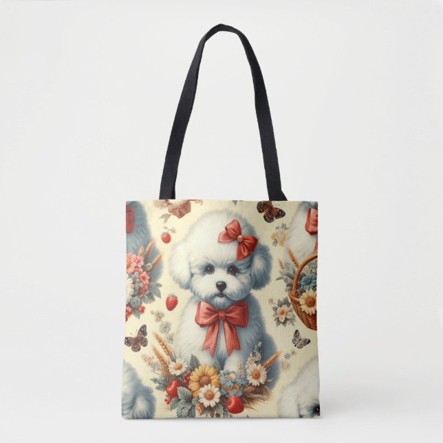 Niedlich Vintager Bichon Frisé Illustration (Vorderseite)