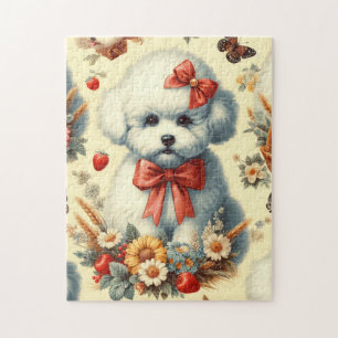 Niedlich Vintager Bichon Frisé Illustration Puzzle