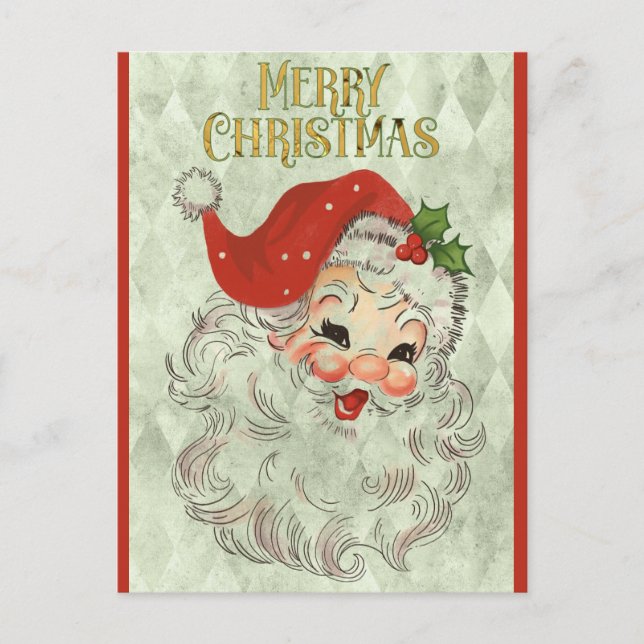 Niedlich Vintager Weihnachtsmann Postkarte (Vorderseite)