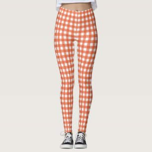 Niedlich Vintages Orange Gingham Kariertes Muster  Leggings