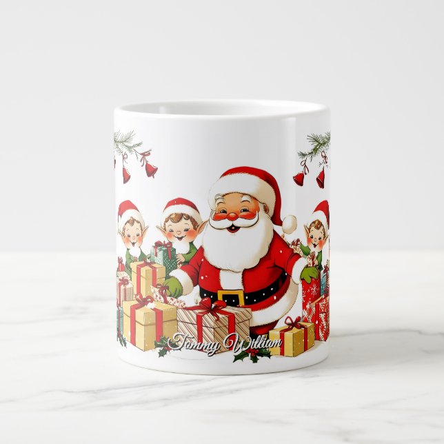 Niedlich Vintages Weihnachten Jumbo-Tasse (Vorderseite)