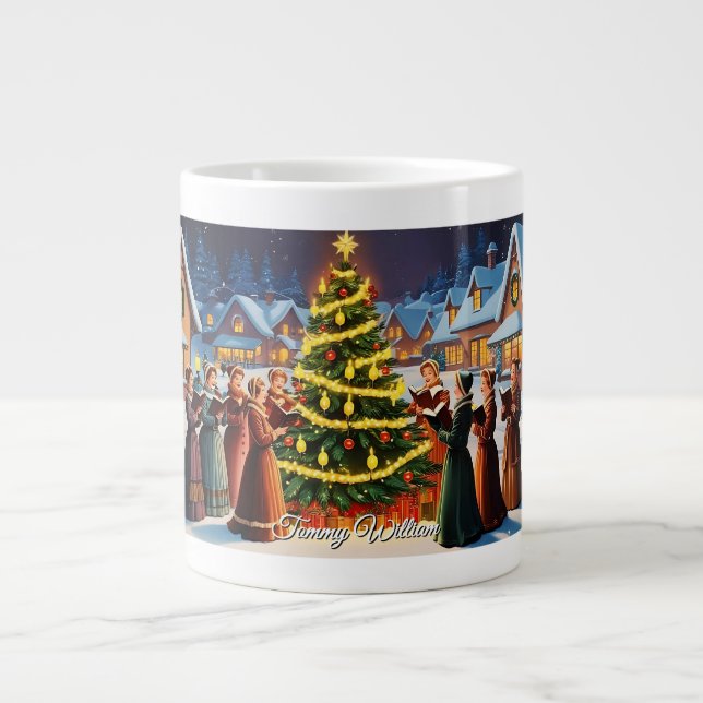 Niedlich Vintages Weihnachten Jumbo-Tasse (Vorderseite)