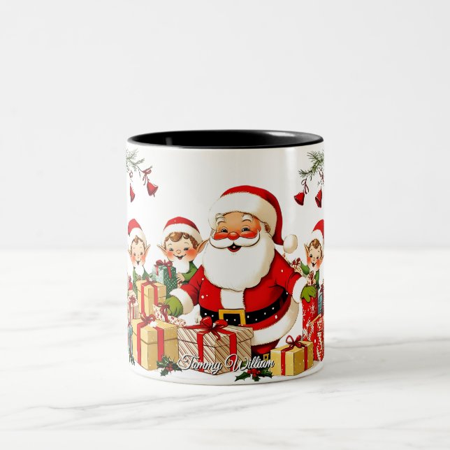 Niedlich Vintages Weihnachten Zweifarbige Tasse (Mittel)