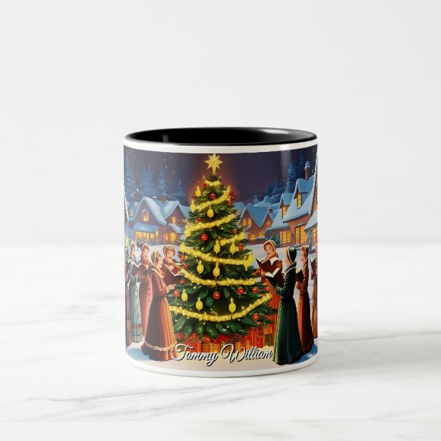 Niedlich Vintages Weihnachten Zweifarbige Tasse (Mittel)