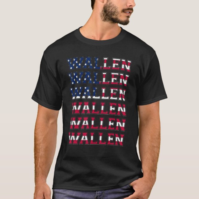 Niedlich Wallen American Flag Red White Blue Merch T-Shirt (Vorderseite)