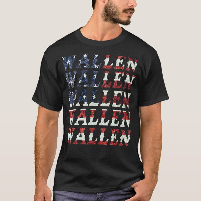 Niedlich Wallen American Flag Red White Blue T-Shirt (Vorderseite)