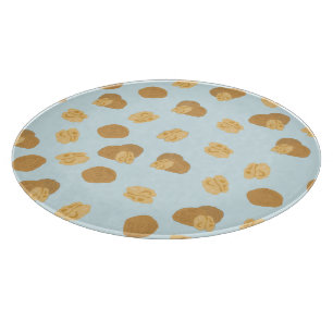 Niedlich Walnut Nut Pattern Pastellblau Schneidebrett