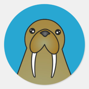 Niedlich Walrus Cartoon Runder Aufkleber