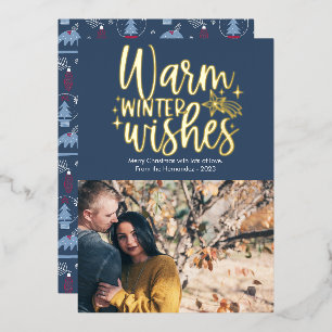 Niedlich Warme Winter wünscht Foto Foil Ferienkart Folien Feiertagskarte