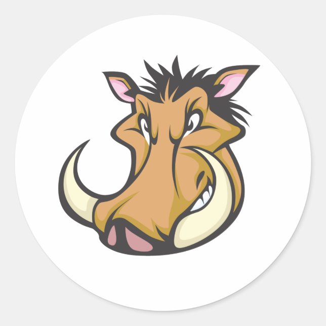 Niedlich Warthog Cartoon Shirt Runder Aufkleber (Vorderseite)