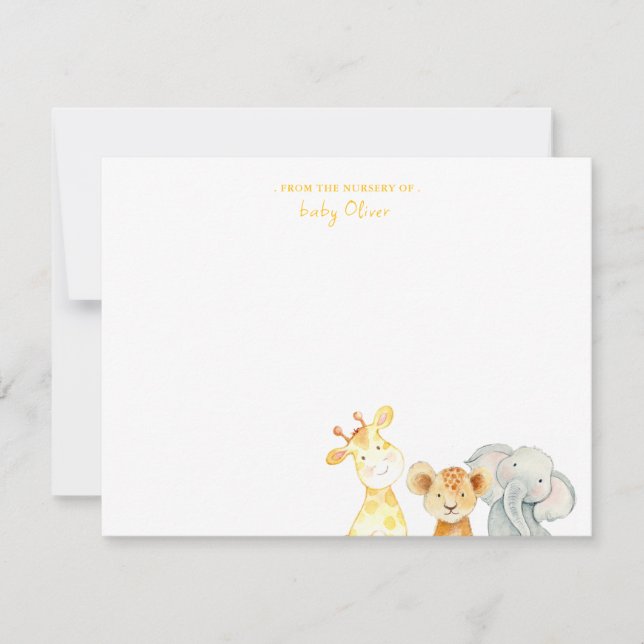 Niedlich Watercolor Animals Kinderzimmer Vielen Da Dankeskarte (Vorderseite)