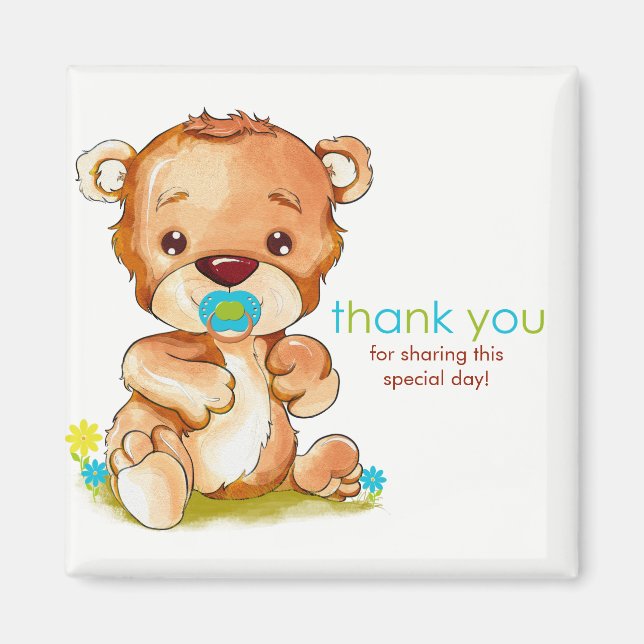 Niedlich Watercolor Baby Bear Boy Vielen Dank Magnet (Vorne)