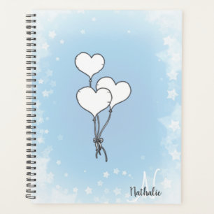 Niedlich Watercolor Blue Heart Balloons Planer