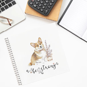 Niedlich Watercolor Corgi Seien Sie stark kalligra Notizbuch