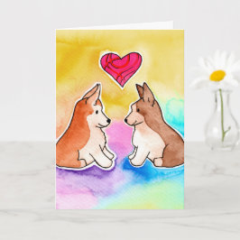 Niedlich Watercolor Corgis "Sending Liebe" Karte