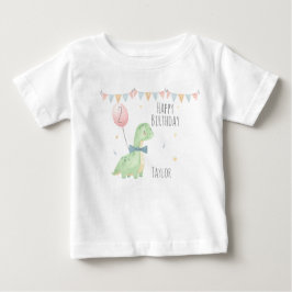 Niedlich Watercolor Dinosaur Geburtstagskinder Per Baby T-shirt