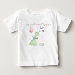 Niedlich Watercolor Dinosaur Geburtstagskinder Per Baby T-shirt