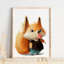 Niedlich Watercolor Fox Lollipop | Fox Wall Print