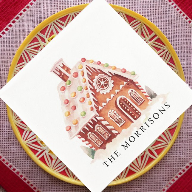 Niedlich Watercolor Gingernread House Weihnachts-P Serviette (Von Creator hochgeladen)