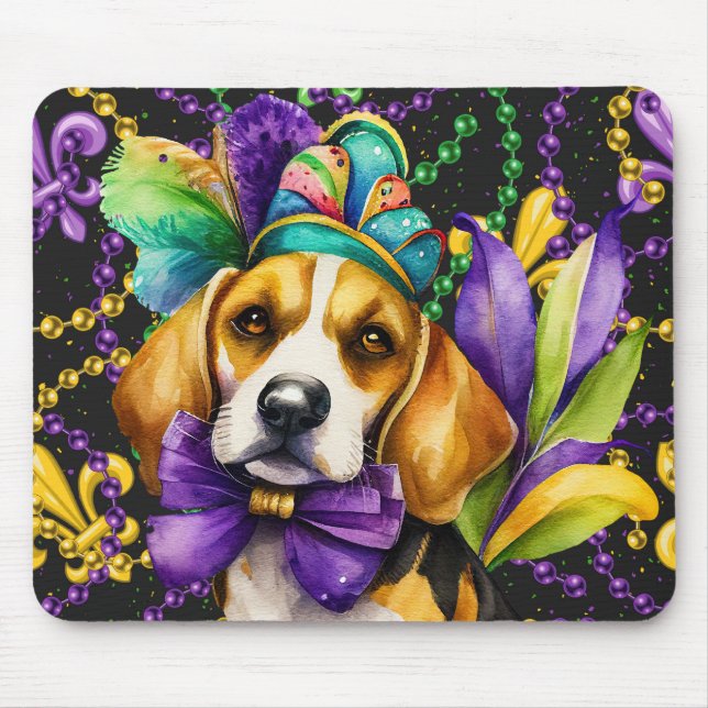 NIEDLICH WATERCOLOR MARDI GRAS BEAGLE DOG MOUSEPAD (Vorne)