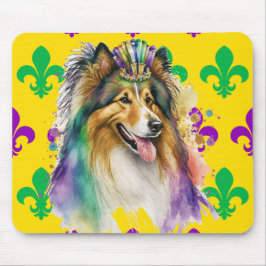NIEDLICH WATERCOLOR MARDI GRAS COLLIE DOG MOUSEPAD