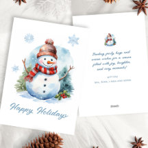 Niedlich Watercolor Moderner Blauer Schneemann