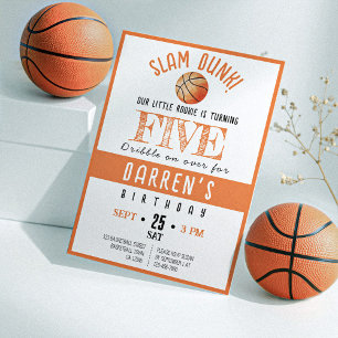 Niedlich Watercolor Rookie Basketball Geburtstag Einladung