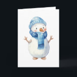 Niedlich Watercolor Snowman Karte<br><div class="desc">Niedlich Watercolor Snowman</div>