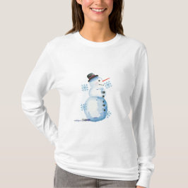 Niedlich Watercolor Snowman T-Shirt