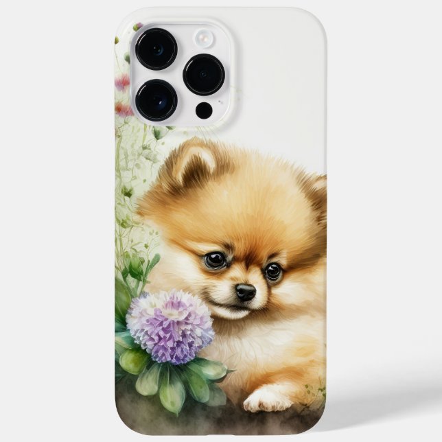 NIEDLICH WATERCOLOR SPITZ PUPPG HUND Case-Mate iPhone HÜLLE (Rückseite)