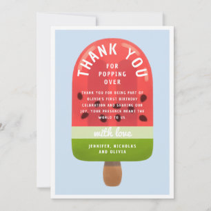 Niedlich Watermelon Popsicle Erster Geburtstag Dankeskarte