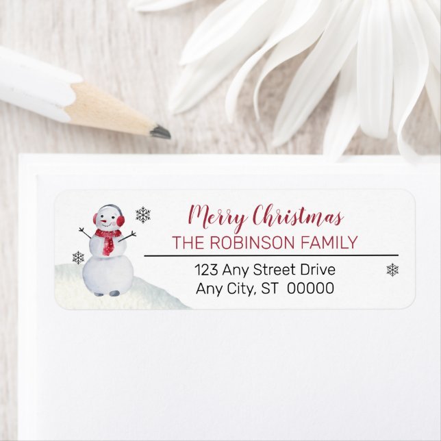 Niedlich Waving Snowman Frohe Weihnachtsfamilie (Insitu)