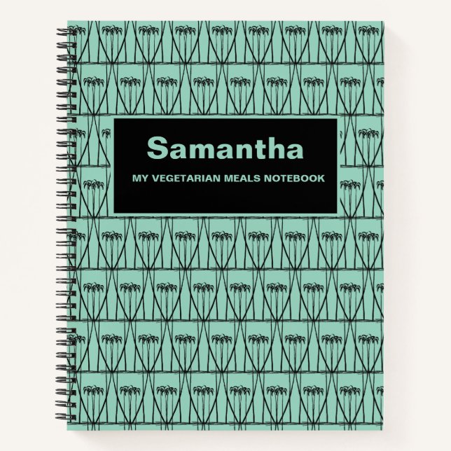 Niedlich, weich grün, Silhouette Vegetarisches Ess Notizbuch (Vorderseite)
