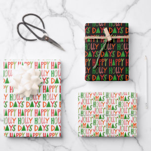 Niedlich Weihnachten Holly Days Jolly Xmas Urlaub Geschenkpapier Set